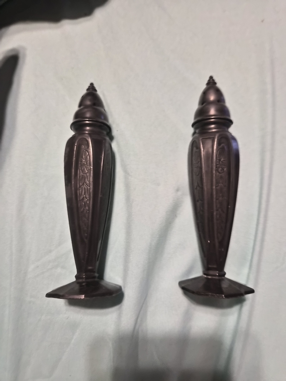 Antique Art Deco Poole Pewter "Astor" Salt and Pepper Shaker Set, Pattern 567E
